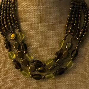 NWT Erica Lyons Multi Strand Shades of Green Necklace